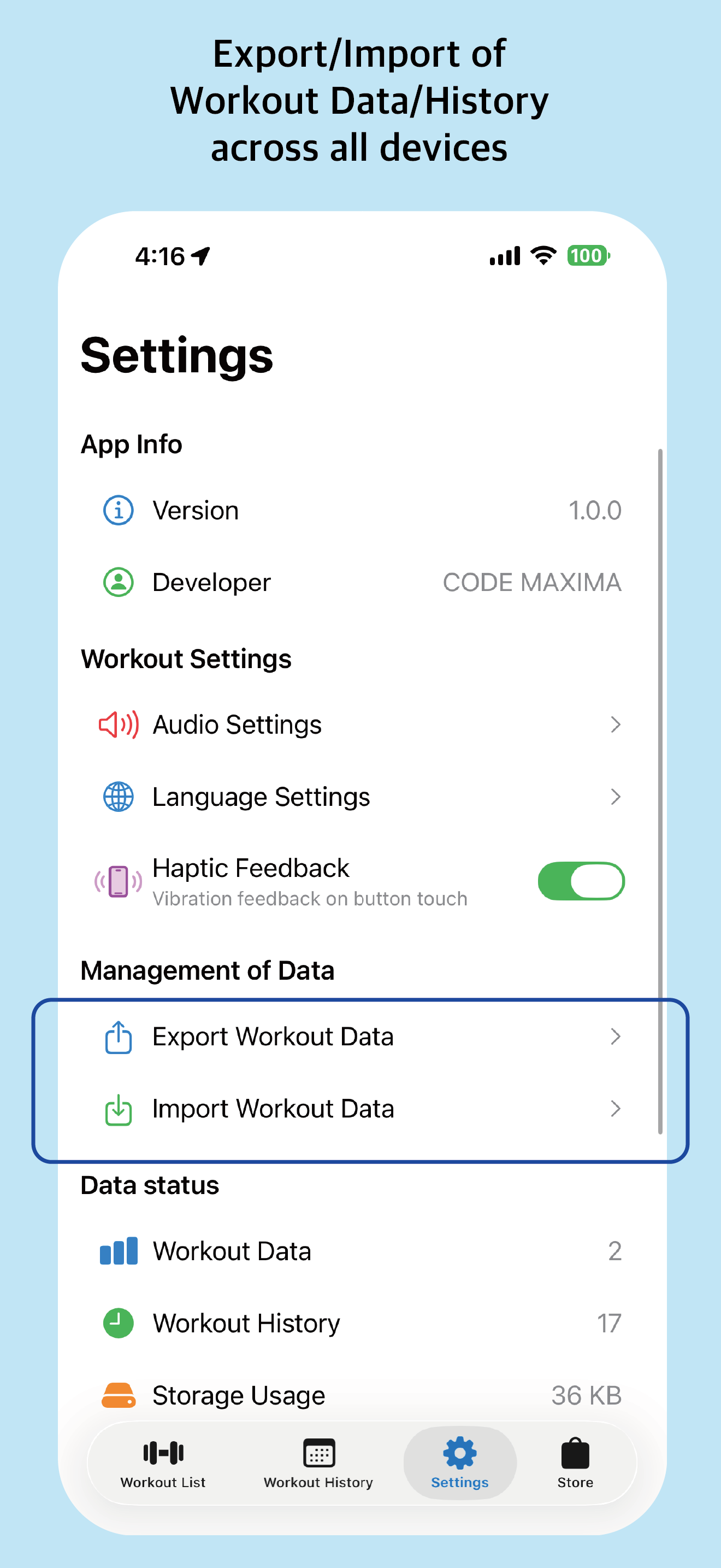 Export/Import Settings