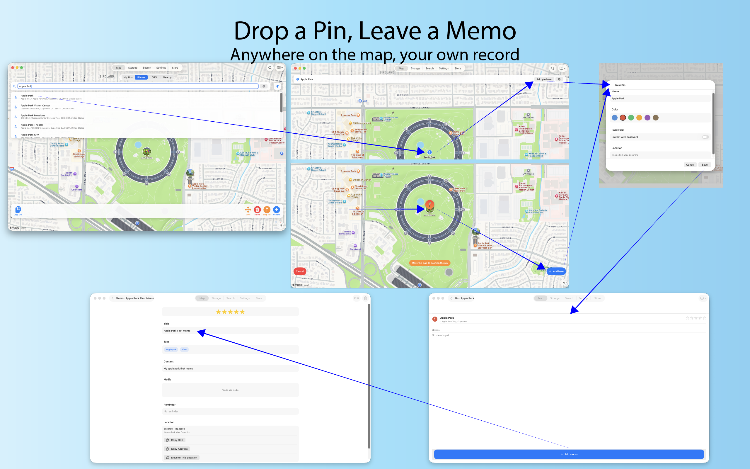 Add a Pin & Write Memos