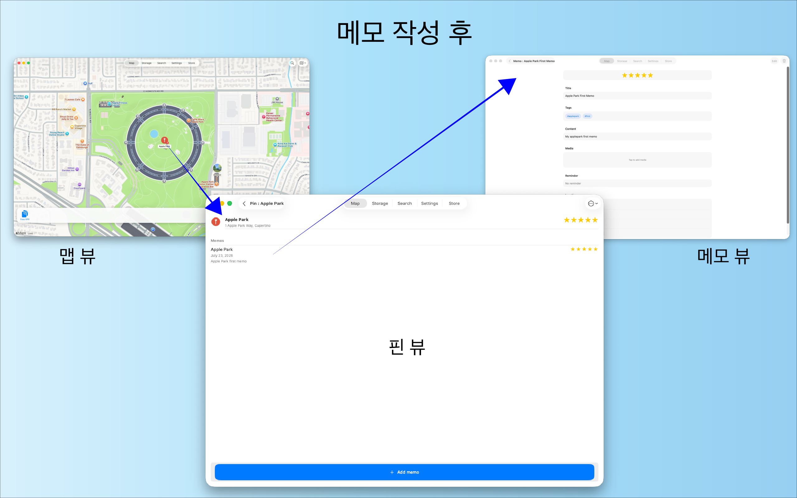 메모 작성 후